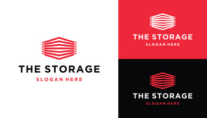 Simple Storage with Modern Hexagon Geometric Line Art Logo Design