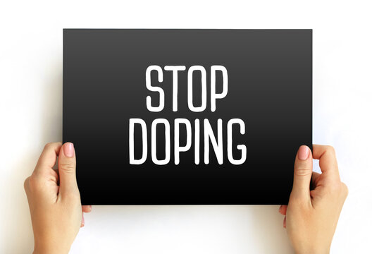 Stop Doping text quote on card, concept background