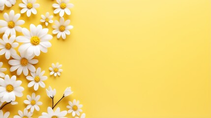 chamomile flowers on a yellow background
