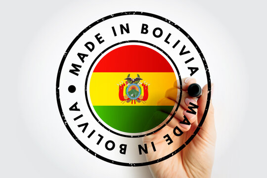 Made in Bolivia text emblem badge, concept background