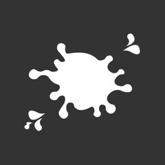Splash isolated on dark background.  Spot, dot, liquid, drops, milk, paint, ink. Vector illustration, isolated. Label, shape, border. Paper, background, card, template, poster with place for text. 