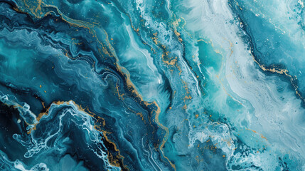 Beautiful abstract marble background with a mix of blue and green colors - obrazy, fototapety, plakaty
