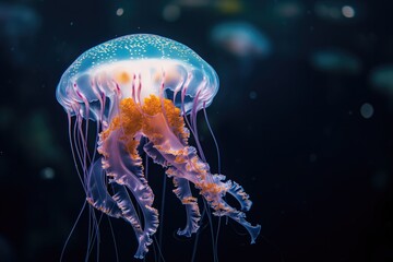 Jellyfish underwater on black background 