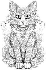 hazme una imagen de un gato, f?sicamente perfecto y hermoso, coloring page