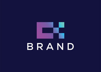 Letter C tech vector monogram logo design template