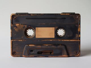 Cassette old tape on white background. Retro vintage concept