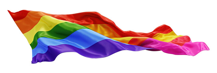 Big waving LGBT flag, banner, transparent or isolated on white background
