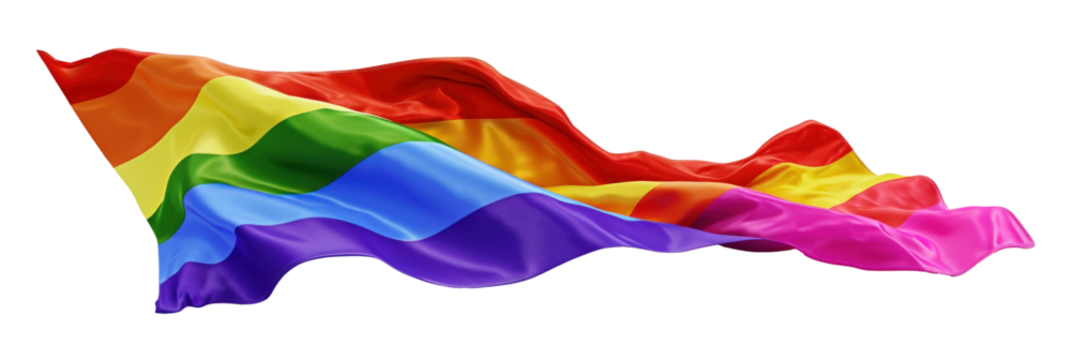 Big waving LGBT flag, banner, transparent or isolated on white background