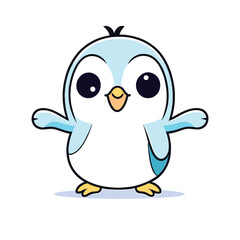 cute baby penguin cartoon waving isolated on white background Vector illustration. Generative AI