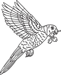 Loriini Bird Isolated Coloring Page for Kids