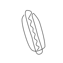 One Line Drawing Hot Dog 