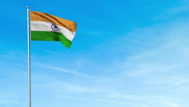 High detailed waving  flag of India. National India flag. Asia. 3D illustration.