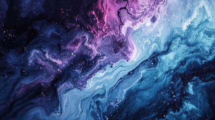 Creative abstract marble background with a mix of dark blue and purple - obrazy, fototapety, plakaty