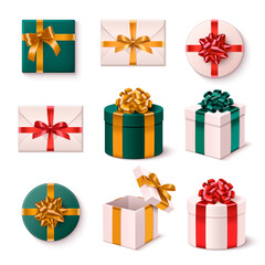 Realistic present collection with different types of gift box