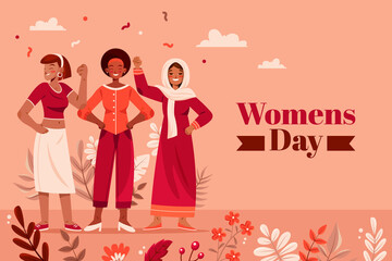 Womens day background in flat design