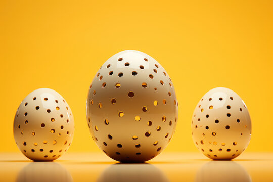 Easter eggs on a yellow background. 
