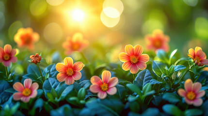 Obraz na płótnie Canvas Spring Equinox Day Bokeh Banner Wild Flowers And Sun Rays