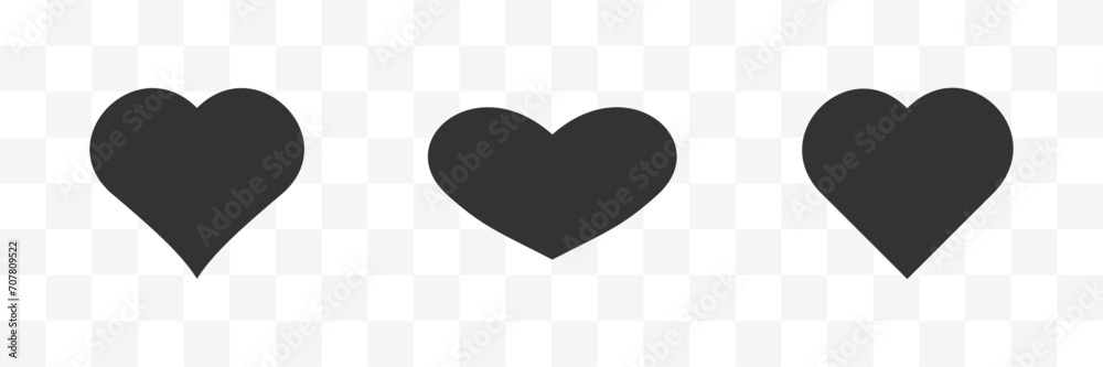 Fototapete heart shape icon set black color with transparent background.