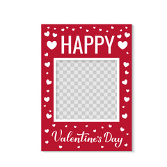Valentines Day photo booth frame with a transparent background. Valentine photobooth props. Vector template.