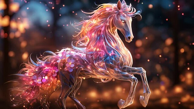 カラフルに輝く馬,Generative AI 