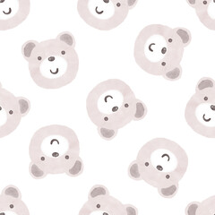 Watercolor cute bear seamless pattern