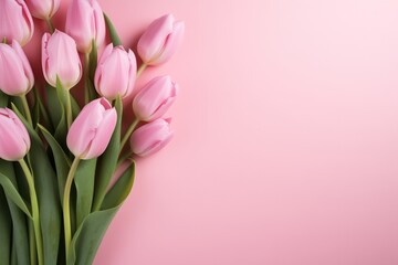 Pink background with tulips