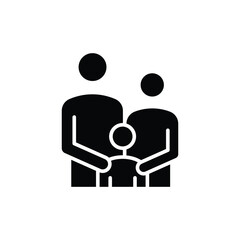 Family icon. Simple solid style. Parents and child, father, mother, kid, couple, together concept. Black silhouette, glyph symbol. Vector illustration isolated.