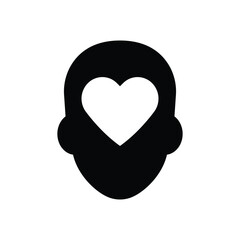 Mental health icon. Simple solid style. Positive mind wellbeing, brain, emotion, mental health development and care concept. Black silhouette, glyph symbol. Vector illustration isolated.