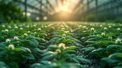 Cannabis grow in greenhouse. - obrazy, fototapety, plakaty