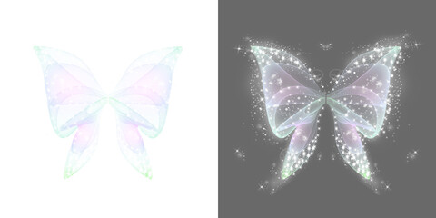 Angel wings png. Magic beautifuly butterflies isolated. Magic Angel on transparent png. Shiny curve...
