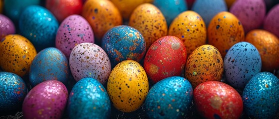 Fototapeta na wymiar Set of Colorful easter eggs on black background