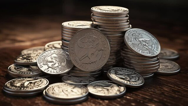 Closeup of money coins  background business finance economy concept and business growth concept.