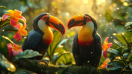 Keuken spatwand met foto Beautiful toucans in nature. © andranik123