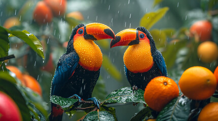 Beautiful toucans in nature. - obrazy, fototapety, plakaty