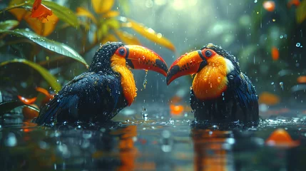 Foto op Canvas Beautiful toucans in nature. © andranik123