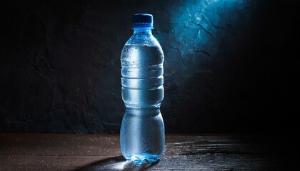 Dark Drama: Water Bottle Shines Brightly in Contrast Backlight