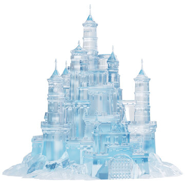 Ice castle isolated from the background 3d illustration