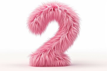 Cute pink number 2 as fur shape, short hair, white background, concept playlist style, 3D illusion, digital manipulation, creative commons attribute, maroon color, poet core, storybook style - obrazy, fototapety, plakaty