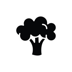 Broccoli icon. Simple solid style. Vegetable, plant, healthy, natural, organic, diet, fresh, food concept. Black silhouette, glyph symbol. Vector illustration isolated on white background.