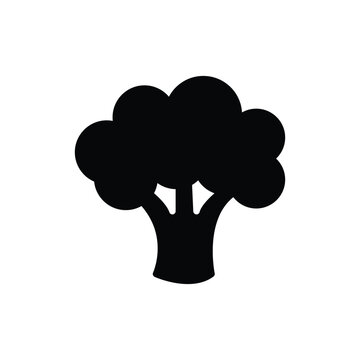 Broccoli icon. Simple solid style. Vegetable, plant, healthy, natural, organic, diet, fresh, food concept. Black silhouette, glyph symbol. Vector illustration isolated on white background.