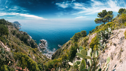 Tossa De Mar, Girona, Spain. Balearic Sea. Spring Spanish Nature With Summer Rocky Landscape And...
