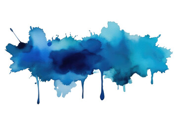 Blot of blue watercolor isolated on transparent or white background