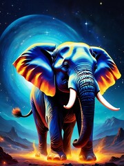 Cosmic Majesty: A Highly Detailed Fantasy Photograph of an Elephant