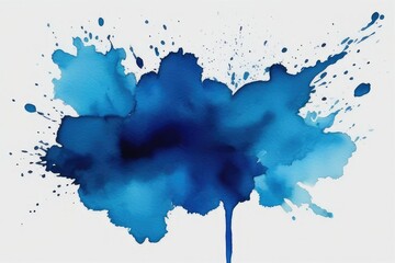Blot of blue watercolor isolated on transparent or white background - obrazy, fototapety, plakaty