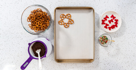 Chocolate Pretzel Christmas Wreath