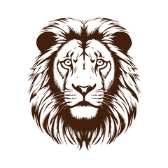 Portrait of a lion - Lion head sketch - Hand drawing in engraving style - Wild animals - Vector illustration