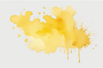 Blot of pastel yellow watercolor isolated on transparent or white background