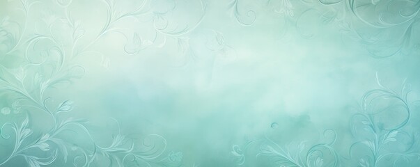 Aquamarine soft pastel background parchment with a thin barely noticeable floral ornament background pattern 