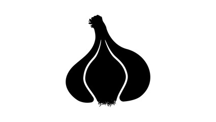 garlic symbol, black isolated silhouette - obrazy, fototapety, plakaty
