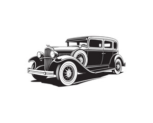 Vintage car, Retro car, Classic car, Vector Illustration